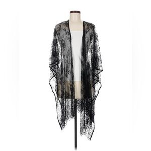 Torrid Black Sheer Floral Lace Ruana Open-Front Poncho